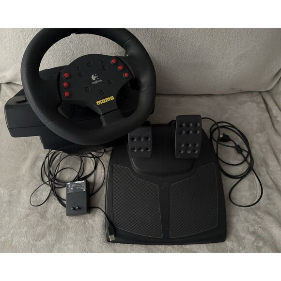 Logitech MOMO Racing Wheel Force USB Wheel And Pedals Tested working - Picture 1 of 9